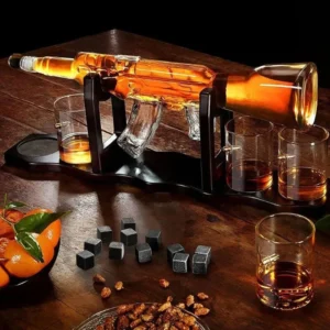 Machine Gun Decanter with shot glasses | Géppuskás dekanter ajándék készlettel, 4db lövetpohárral.