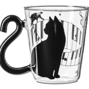 Glass cup with cat tail | Cicás üvegpohár macskafarokkal