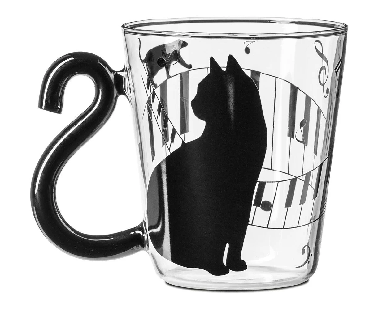 Glass cup with cat tail