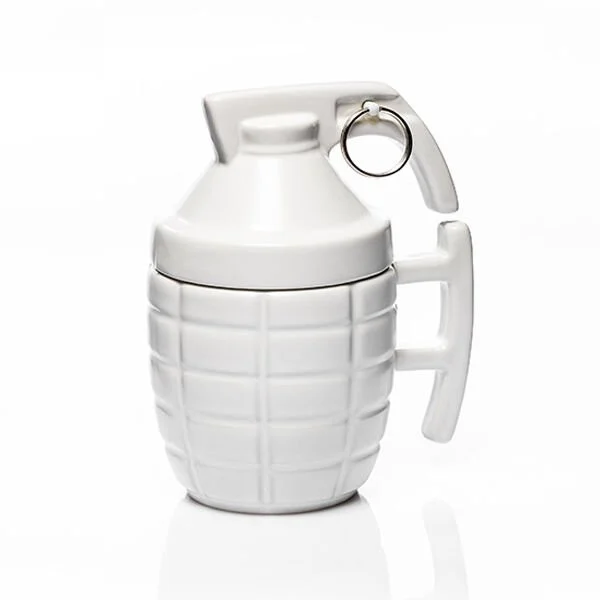 White Grenade Mug with Pin