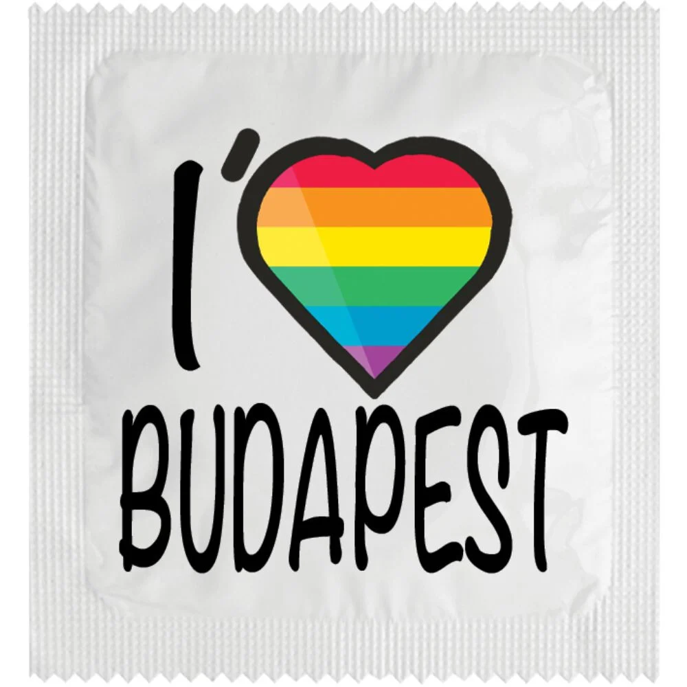 Condom - I Love Budapest Rainbow Flag I Egyedi Óvszerek