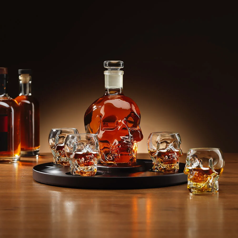 Skull Decanter with Glasses Set