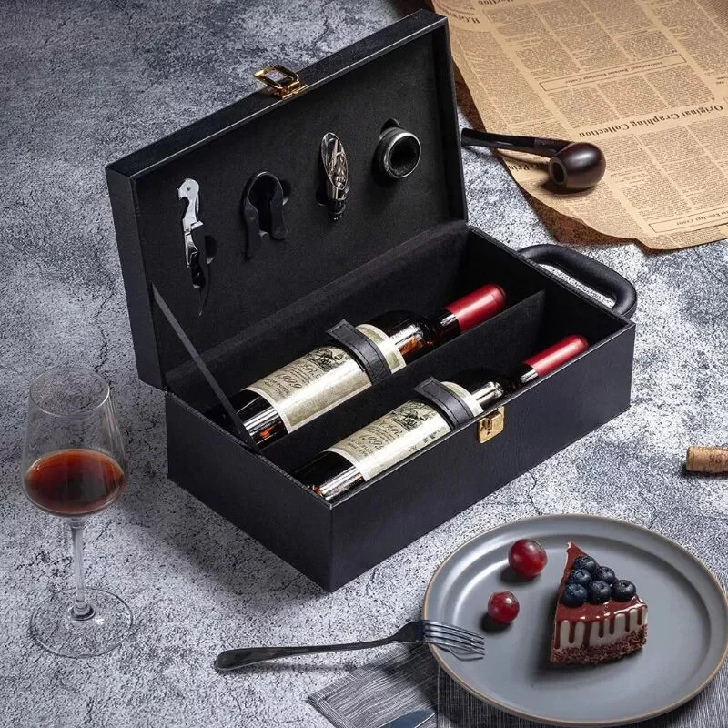 Wine Box for 2 Bottles, with Wine Accessories Included, Classical Wine | Boros Doboz 2 Palackhoz, Boros Kiegészítőkkel, Klasszikus Bor - Image 3