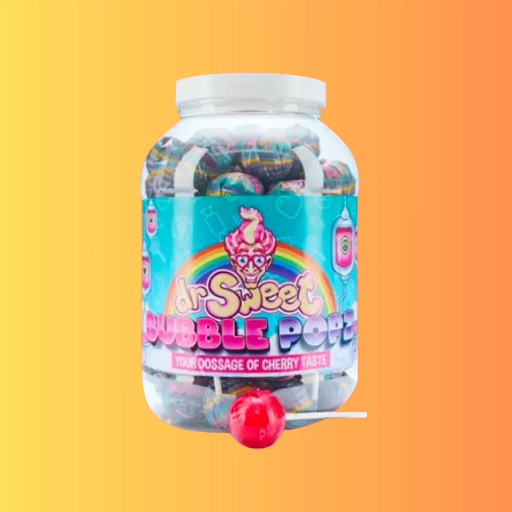 Dr Sweet Bubble Popz cherry lollipop