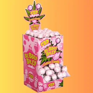 Bubbly Billy Buds Cotton Candy Lollies with Bubblegum Inside I CBD-s Vattacukros Nyalókák Rágógumival Belül (10 mg CBD) - 1db