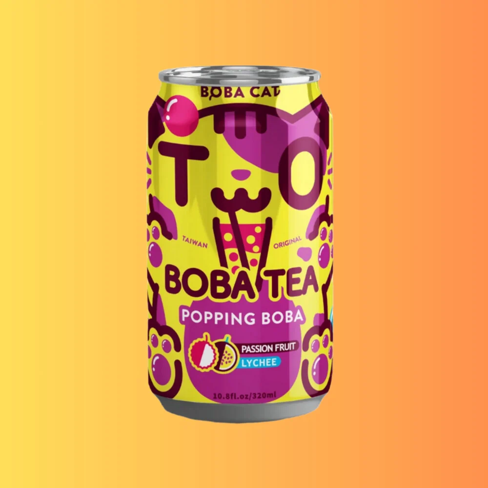 Boba Cat Fruity Passion Fruit Lychee Popping Boba Tea 320ml