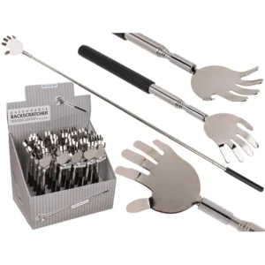 Back Scratcher with Rubber Tip | Kihúzható fém hátsó vakaró gumival