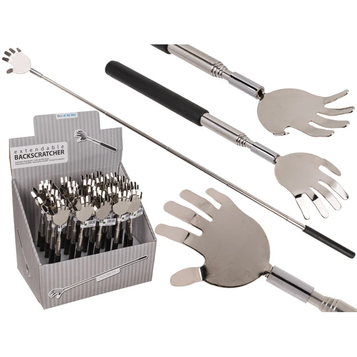 Back Scratcher with Rubber Tip | Kihúzható fém hátsó vakaró gumival