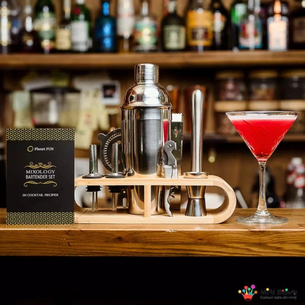 Cocktail Shaker set with 11 accessories | Mixology ajándék készlet 11 kiegészítővel,ezüstszínben 750ml - Image 2