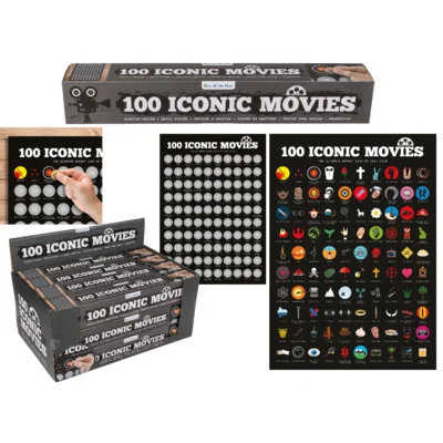 100 Iconic Movies Scratch Poster I Ikonikus Filmek Kaparós Poszter