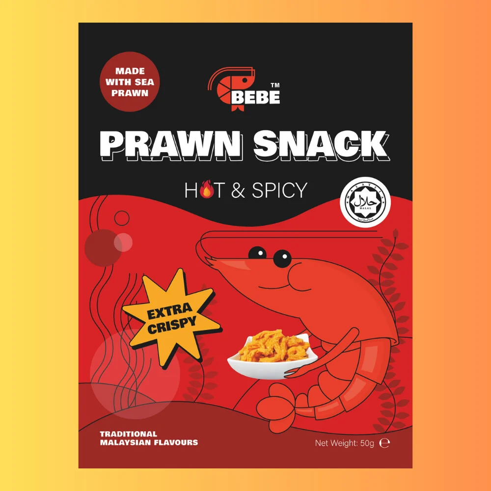 BEBE Prawn Snack Hot And Spicy 50g I Csípős Garnéla Snack