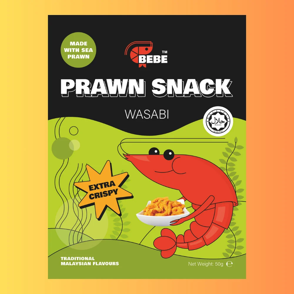BEBE Prawn Snack Wasabi 50g I Wasabi Ízű Garnéla Snack