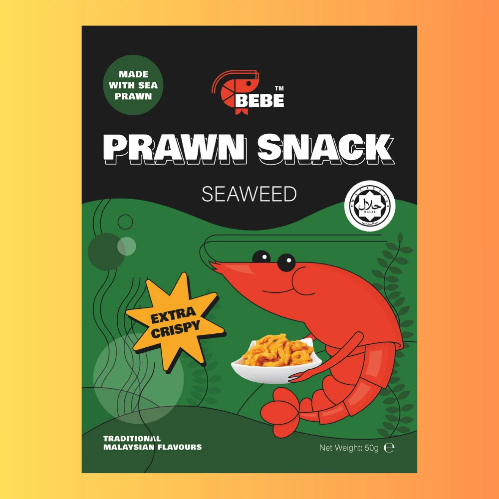 BEBE Prawn Snack Seaweed 50g I Alga Ízű Garnéla Snack