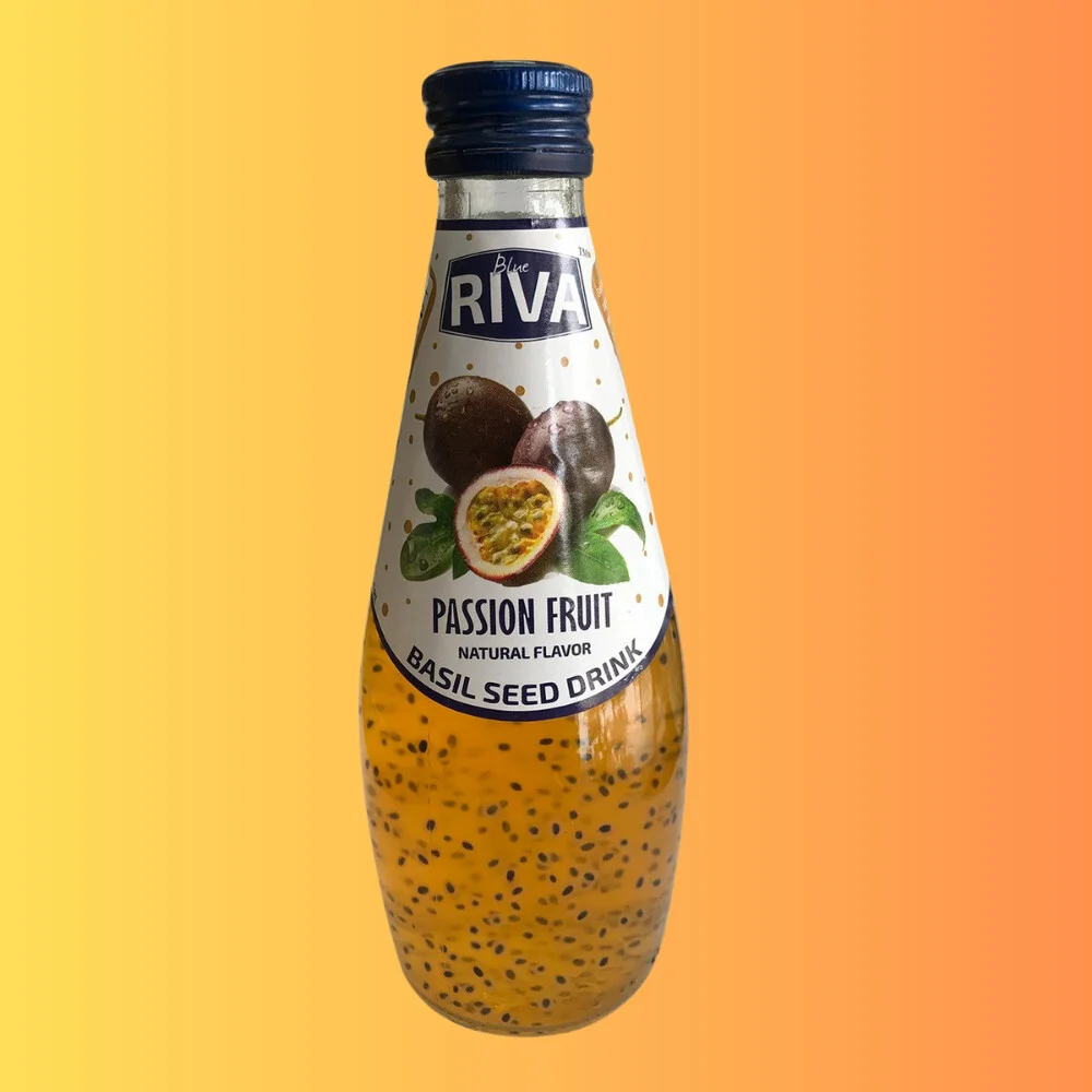 Riva Passion Fruit Basil Seed Drink 290ml I Maracuja Ízű Ital Bazsalikommaggal (Thaiföld)
