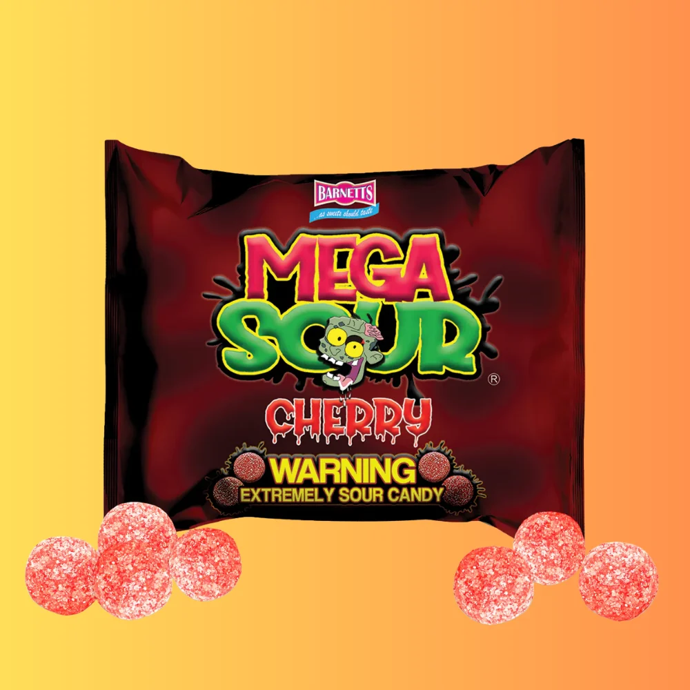 Barnetts Mega Sour Cherry 104g I Extra Savanyú Meggyes Cukorka