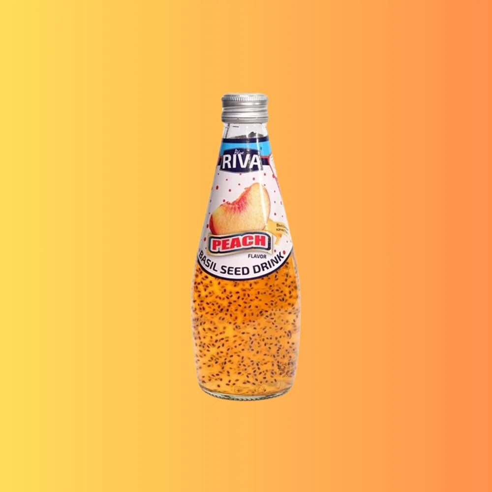 Riva Peach Basil Seed Drink 290ml I Őszibarack Ízű Ital Bazsalikommaggal (Thaiföld)